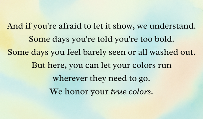 Watercolor background with text about honoring your true colors